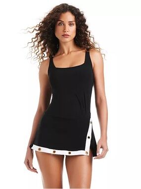 Beyond Control Square Neck Swim Dress Size 6